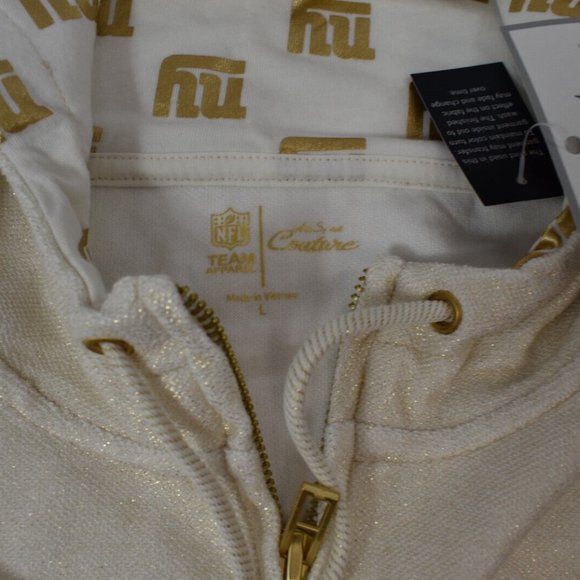 All-Sport Couture Womens NFL New York Giants Play Action Cream Hoodie New - Picture 5 of 9